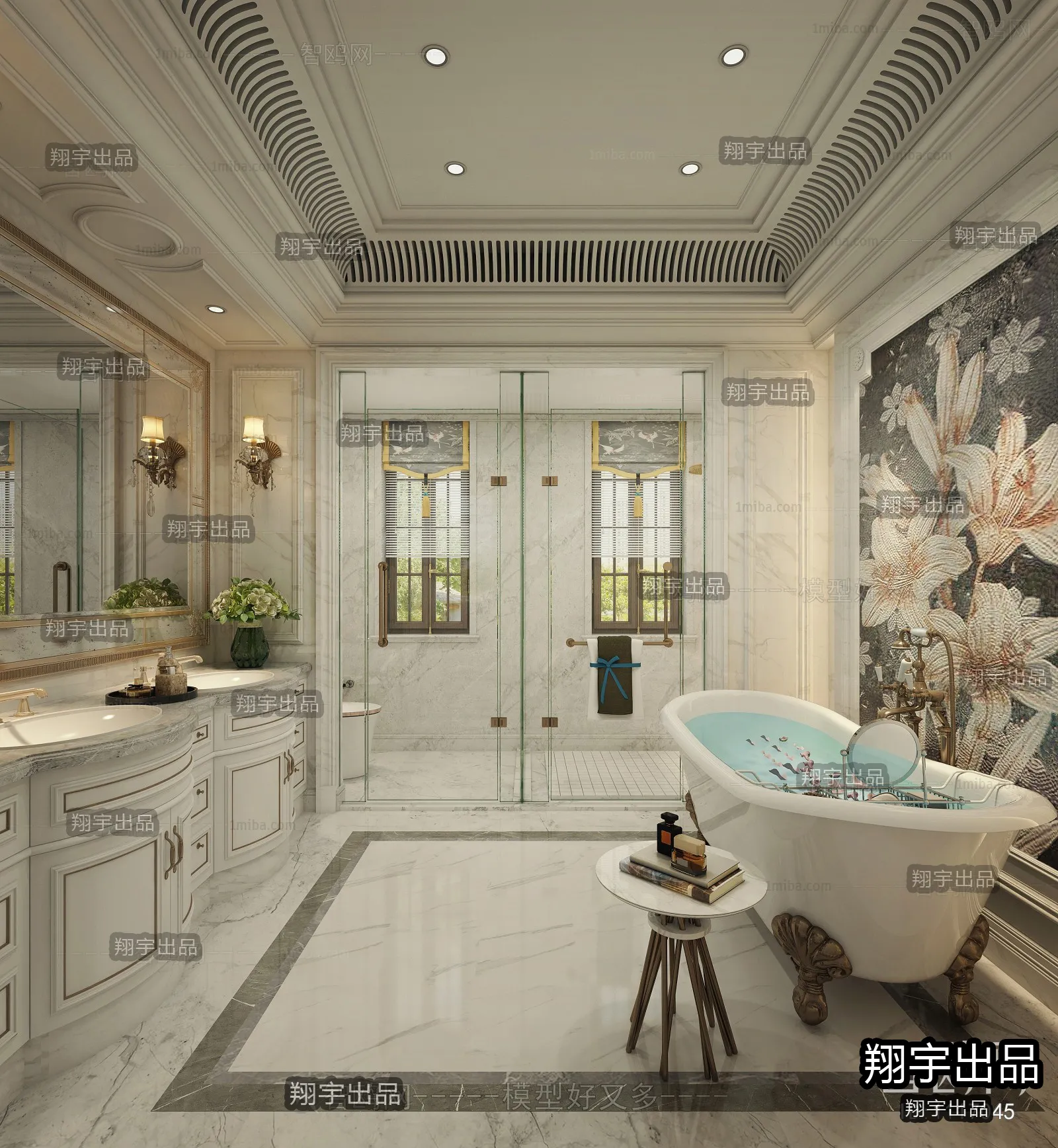 Bathroom 3D Interior Scene Model – European Style – 010 Bathroom 3D Interior Scene Model – European Style – 010
