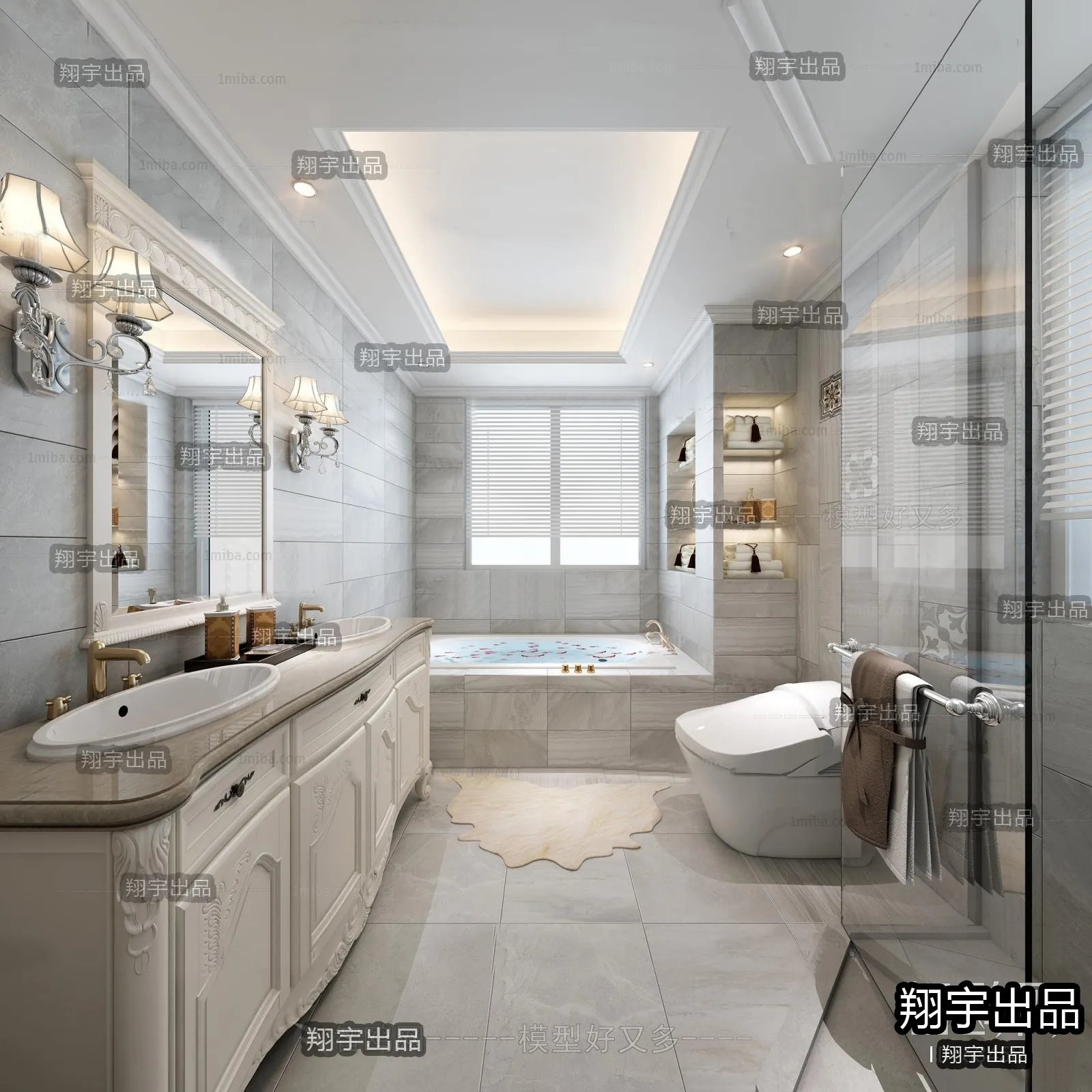 Bathroom 3D Interior Scene Model – European Style – 011 Bathroom 3D Interior Scene Model – European Style – 011