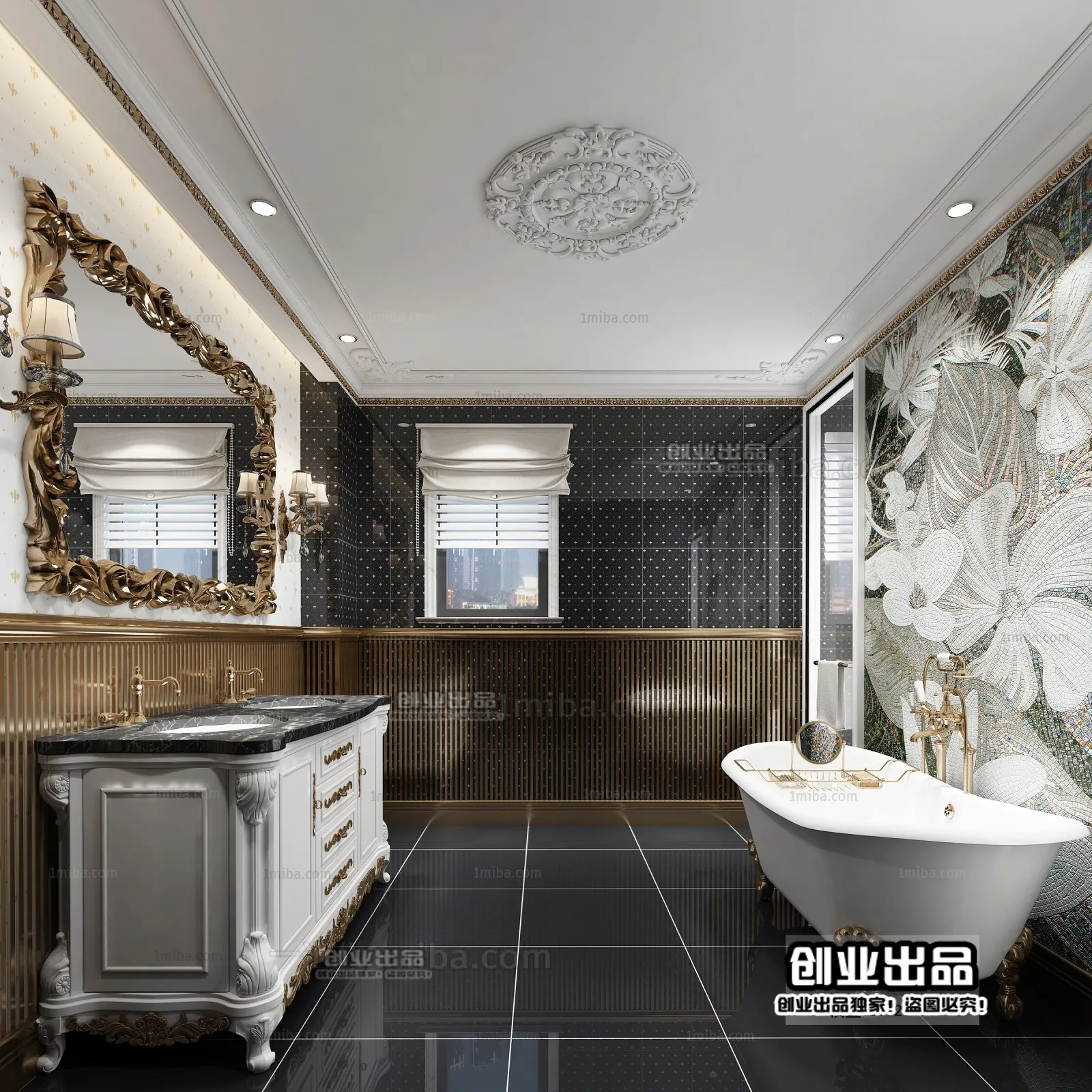 Bathroom 3D Interior Scene Model – European Style – 012 Bathroom 3D Interior Scene Model – European Style – 012