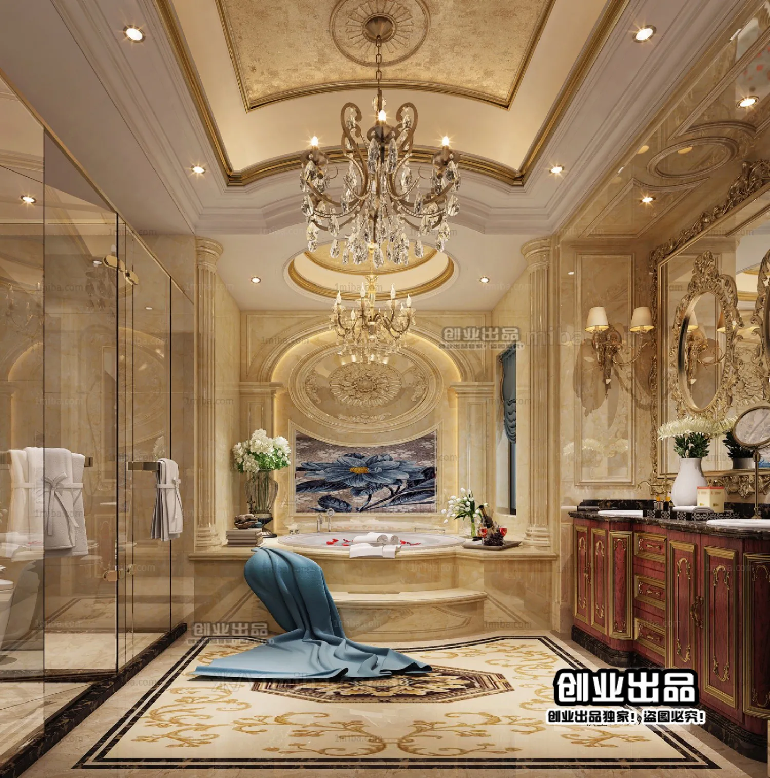 Bathroom 3D Interior Scene Model – European Style – 015 Bathroom 3D Interior Scene Model – European Style – 015