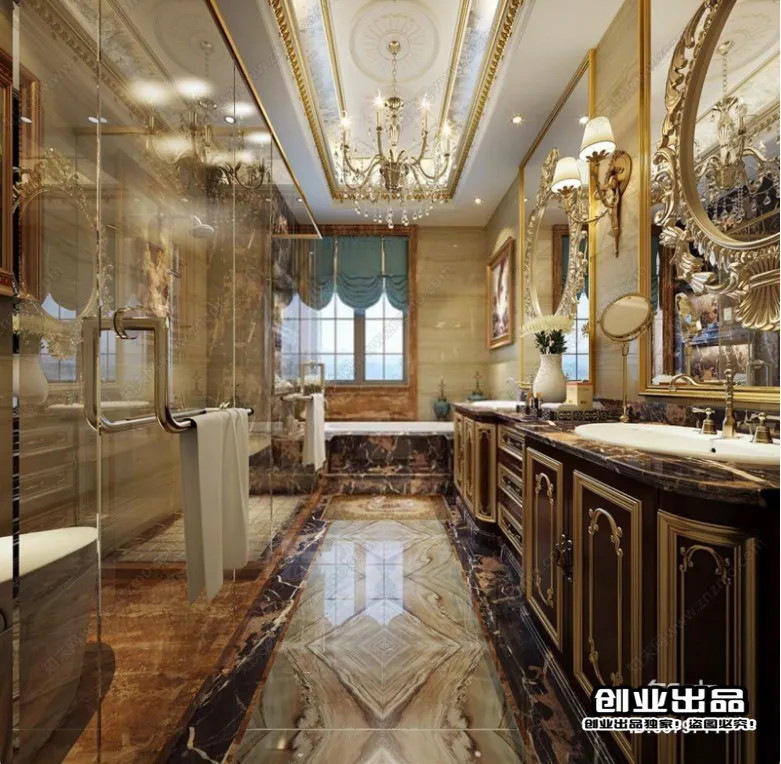 Bathroom 3D Interior Scene Model – European Style – 016 Bathroom 3D Interior Scene Model – European Style – 016