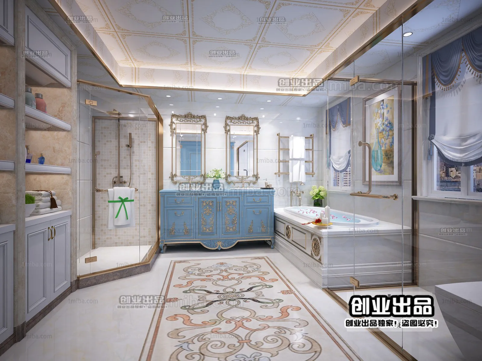 Bathroom 3D Interior Scene Model – European Style – 017 Bathroom 3D Interior Scene Model – European Style – 017