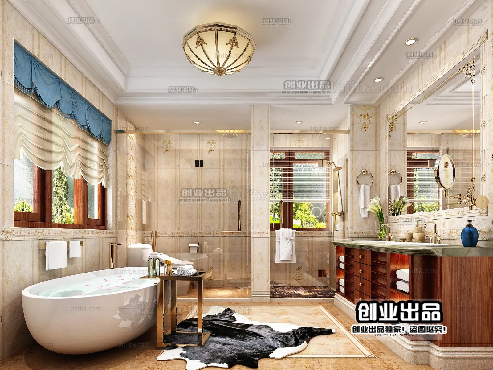 Bathroom 3D Interior Scene Model – European Style – 018 Bathroom 3D Interior Scene Model – European Style – 018
