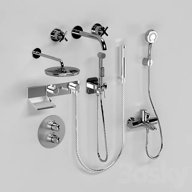 Bathroom accessories collection 3D Model