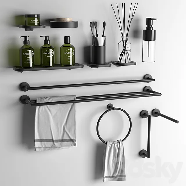 Bathroom accessories set 3D Model