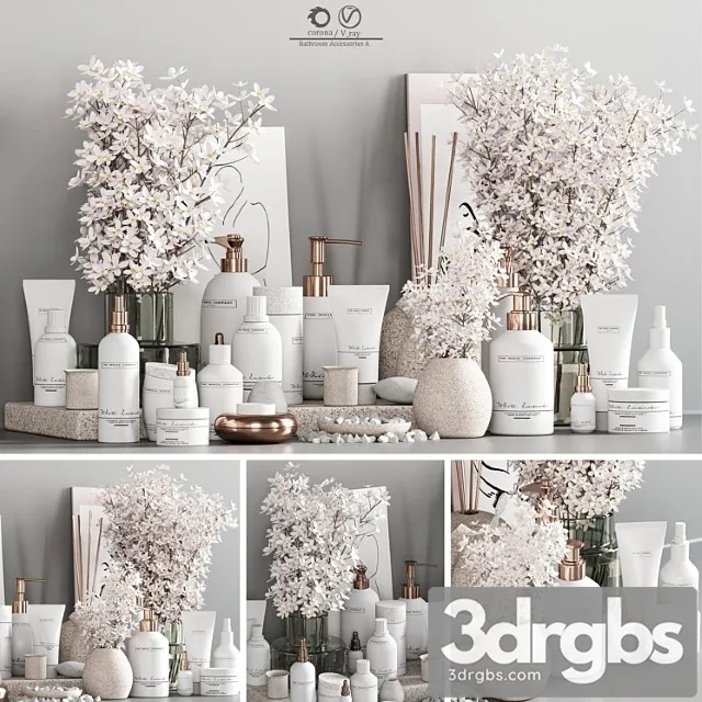 Bathroom Accessories with Plant A 3D Model Download