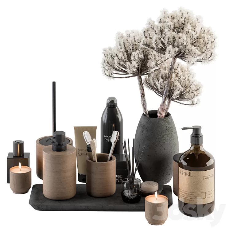 Bathroom accessory Set with Bouquet Set 19 3D Model