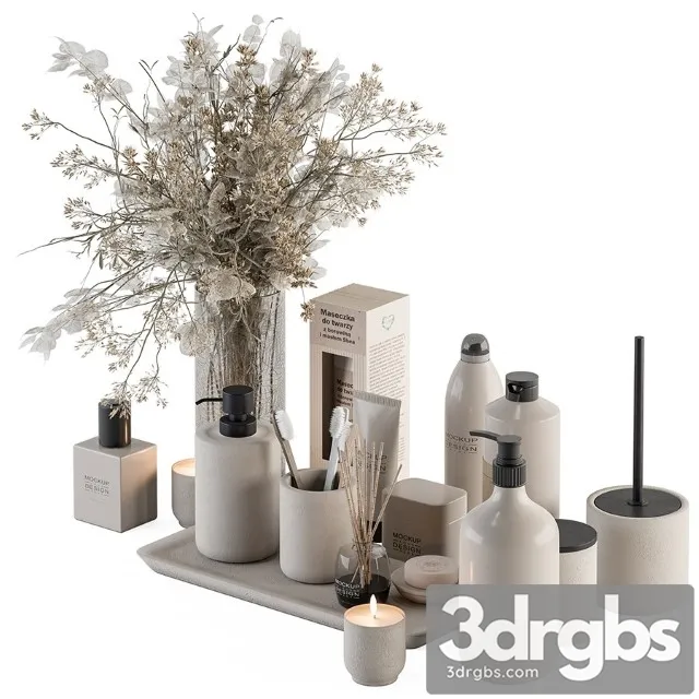 Bathroom Accessory Set with Dried Plants Set 20 3D Model Download