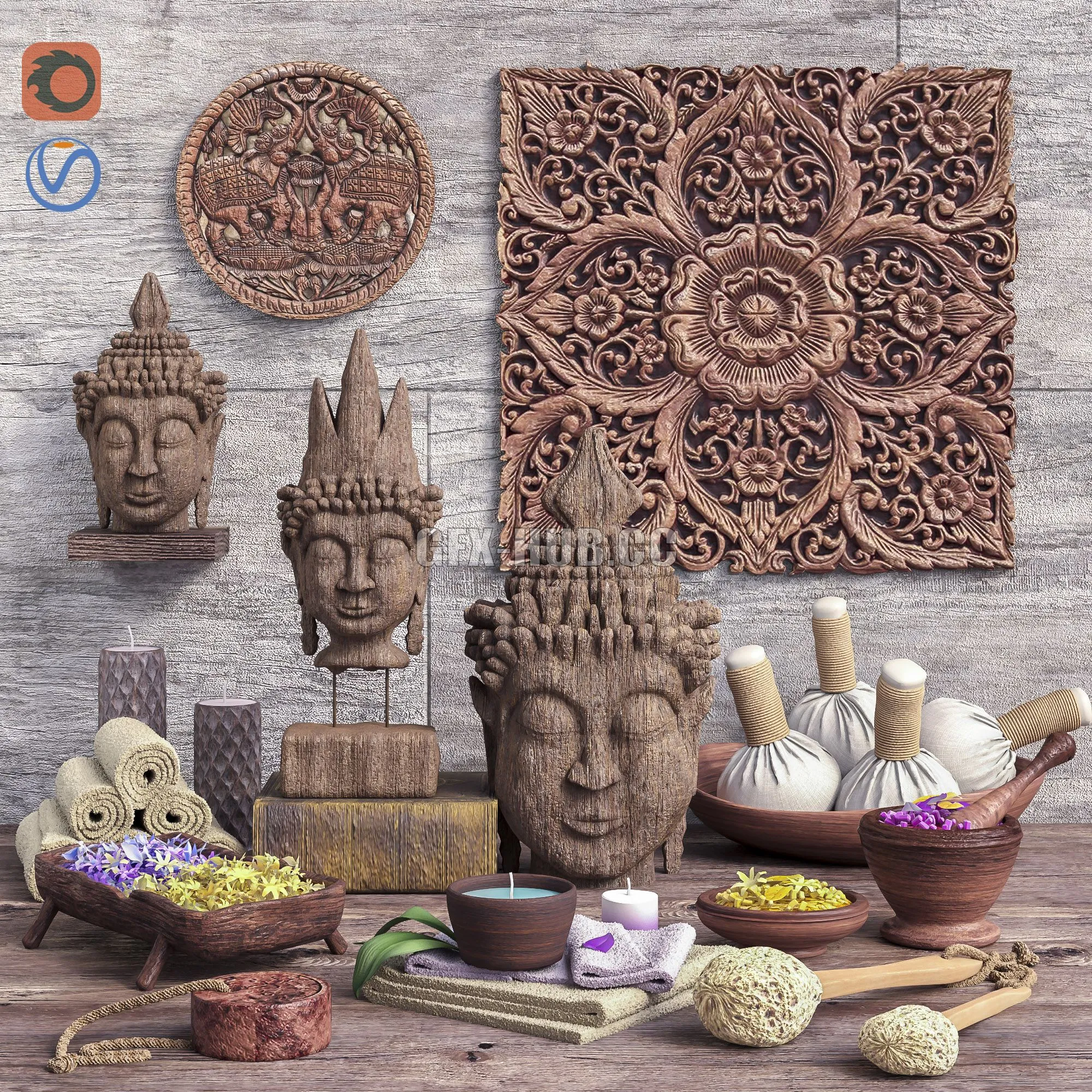 Bathroom and spa set 3D Model Bathroom and spa set 3D Model