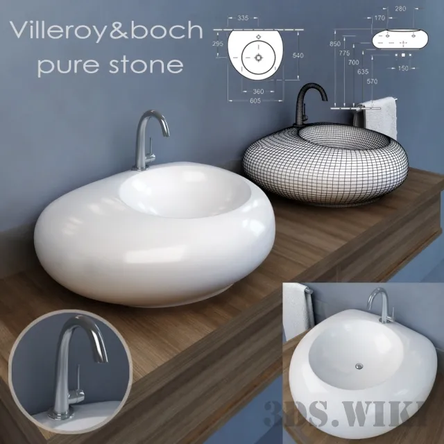 bathroom – Basin Villeroy & Boch Pure stone 60 cm 3D Model bathroom – Basin Villeroy & Boch Pure stone 60 cm 3D Model