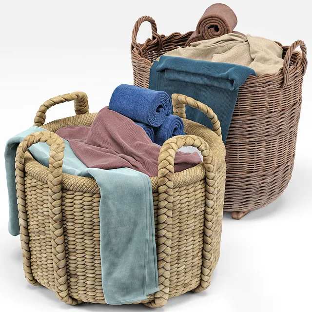bathroom – Basket for towels 09 3D Model