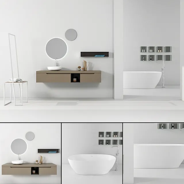 bathroom – Bathroom furniture set Gold 3 3D Model