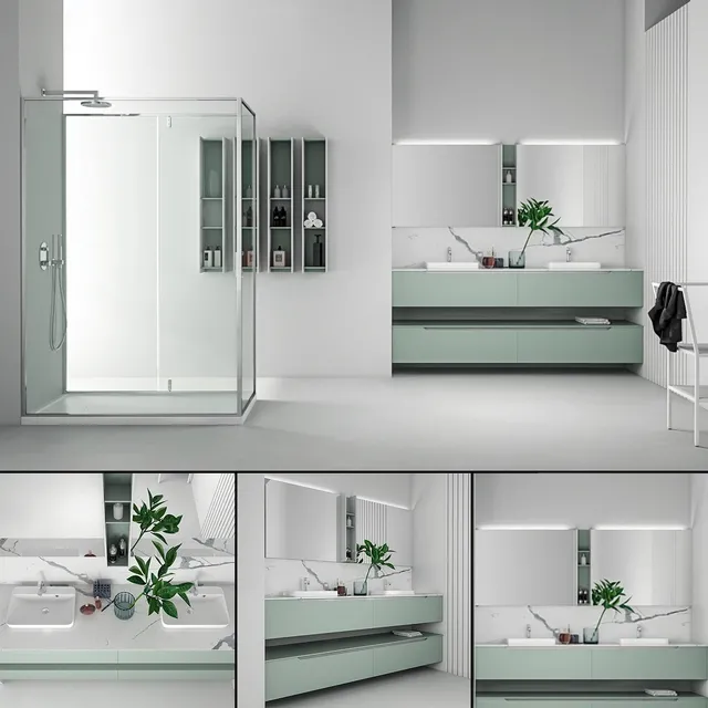 bathroom – Bathroom furniture set Gold 3D Model