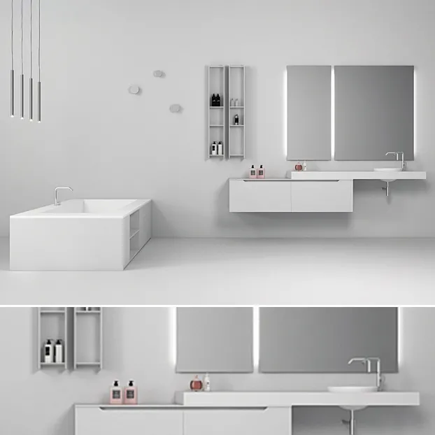 bathroom – Bathroom furniture set Gold 4 3D Model