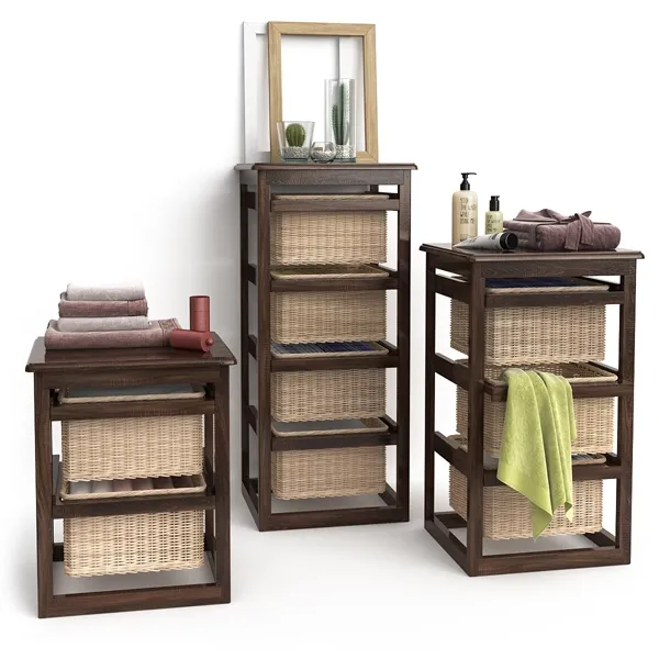 bathroom – Bathroom furniture with baskets model Laundry wenge 2 3D Model