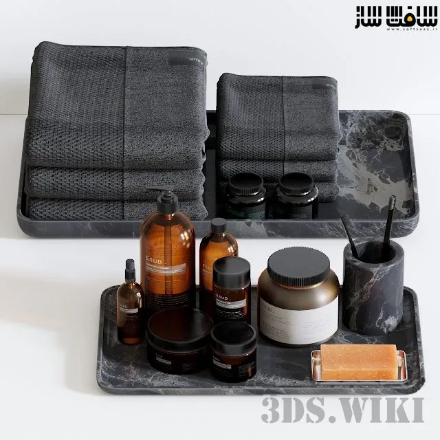 bathroom – Bathroom set with red bathrobe 3D Model