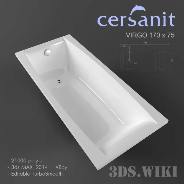 bathroom – Bathtub CERSANIT VIRGO 1700x750mm 3D Model