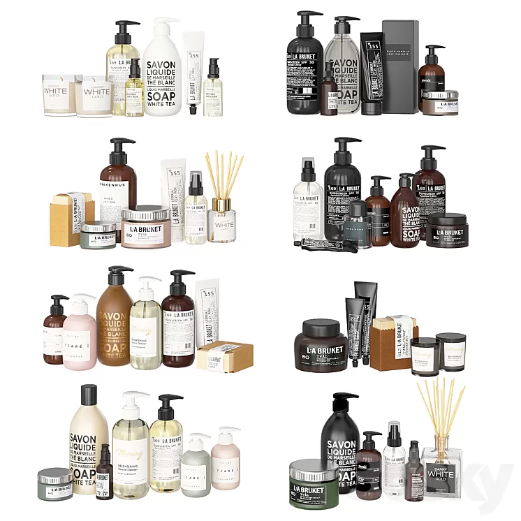 Bathroom Black and White Cosmetics (On Reboot) 3D Model