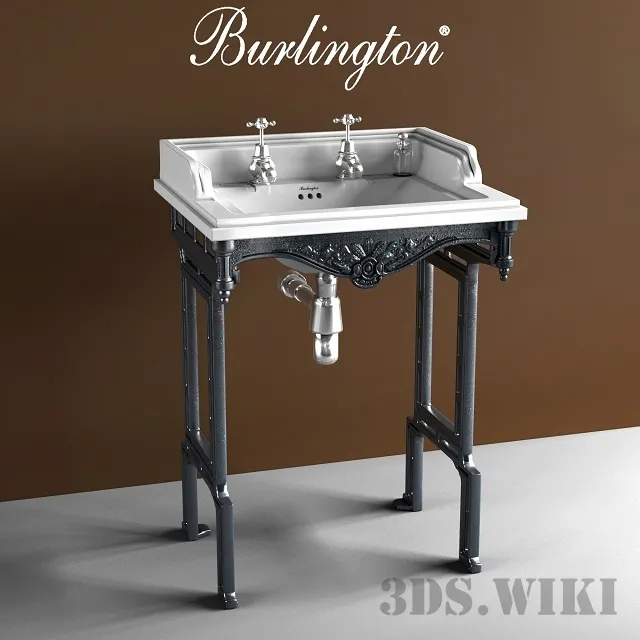 bathroom – Burlington T38 ALU B15 1TH classic washbasin and underframe 3D Model