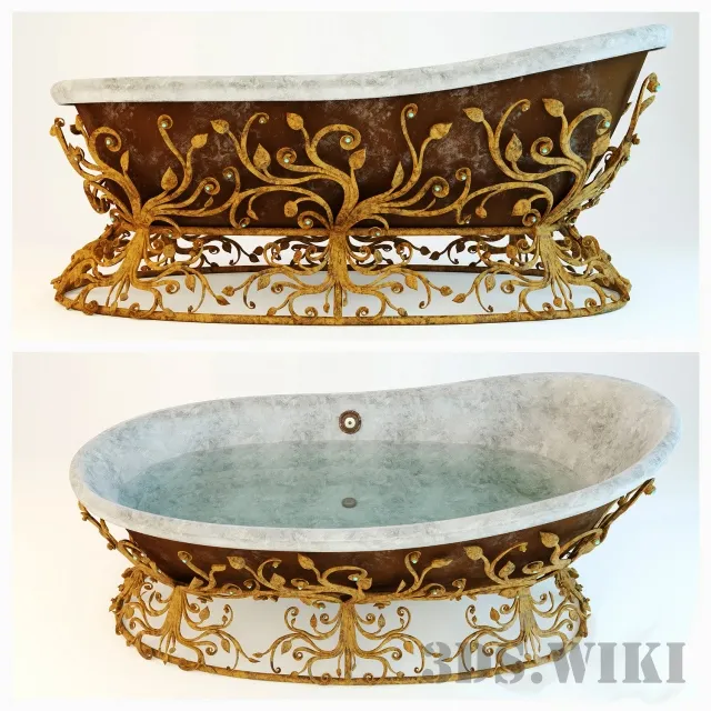 bathroom – Classic bath and forging 3D Model