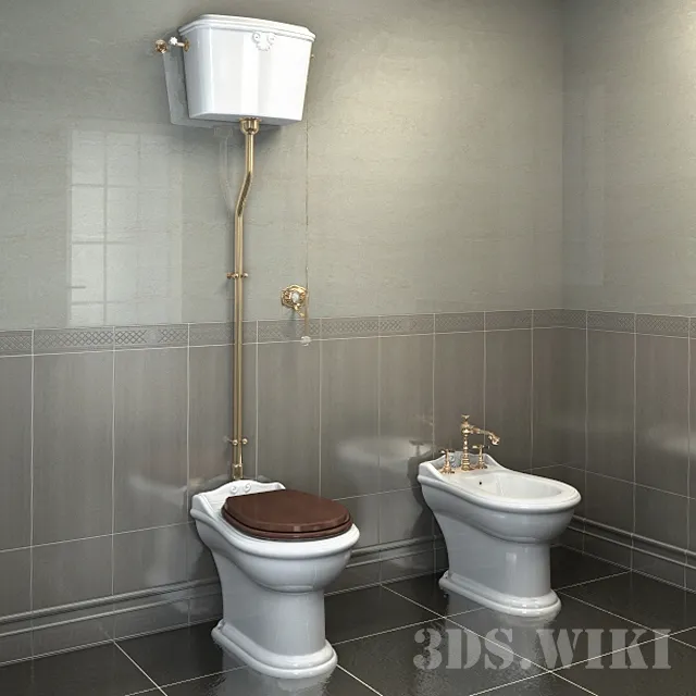 bathroom – Classic toilet and bidet 3D Model