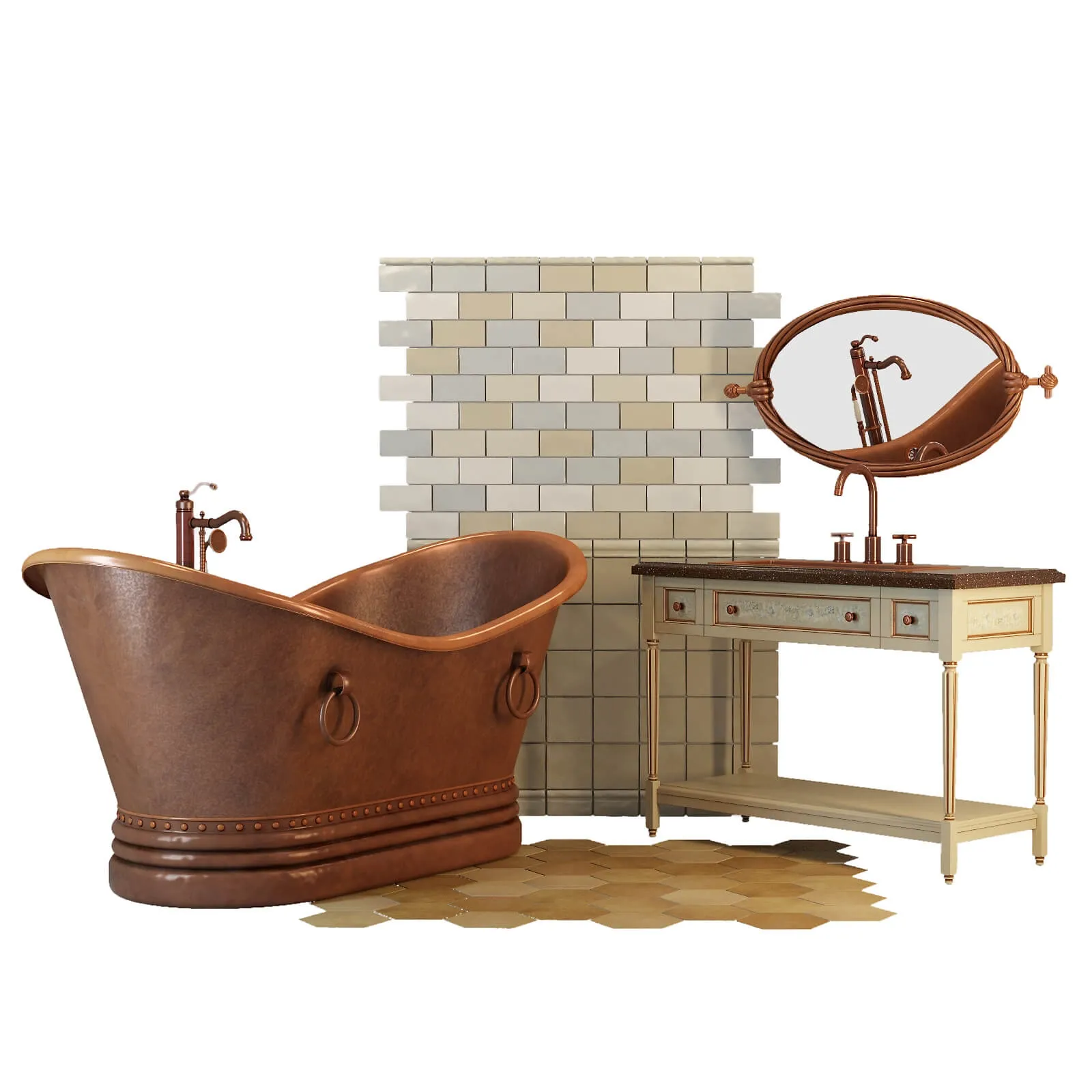 bathroom – Copper bath 3D Model bathroom – Copper bath 3D Model