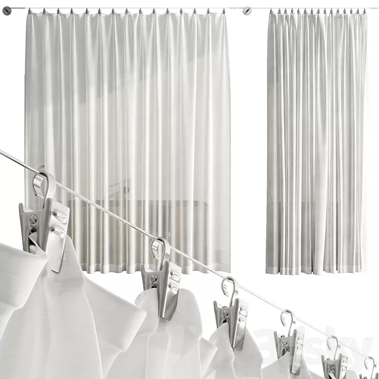 Bathroom Curtains pinned by clamp 3D Model Free Download Bathroom Curtains pinned by clamp 3D Model Free Download