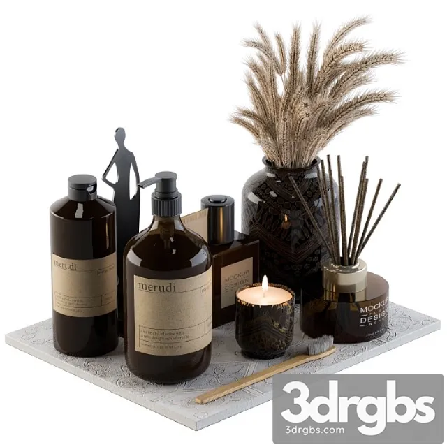 Bathroom Decor Set 04 Brown 3D Model Download