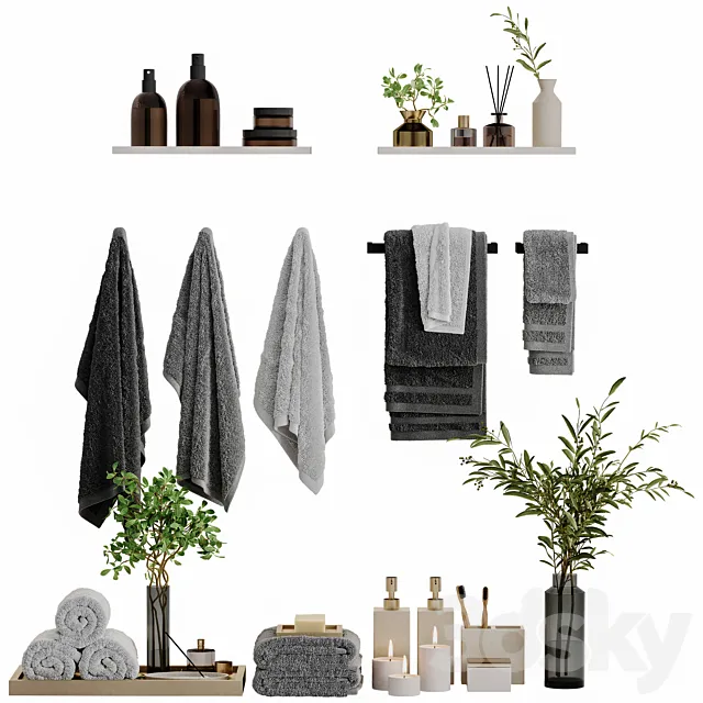 Bathroom decor towels set 21 3D Model Bathroom decor towels set 21 3D Model