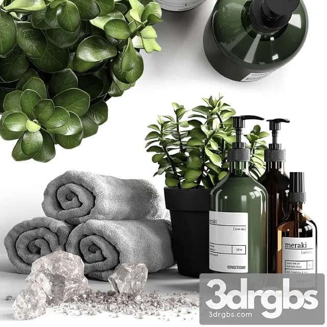 Bathroom Decorative Set With Salt 3D Model Download