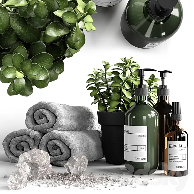 Bathroom decorative set with salt 3DModel