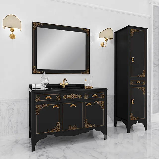 Bathroom furniture “Alice – Laccato nero oro” 3D Model Bathroom furniture “Alice – Laccato nero oro” 3D Model