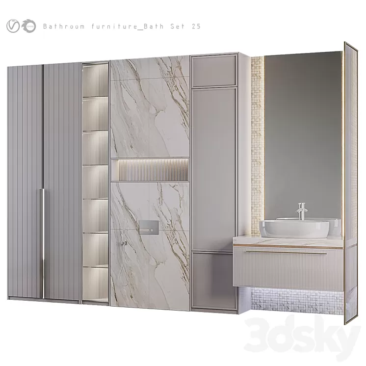 Bathroom furniture Bath Set 25 3D Model Free Download