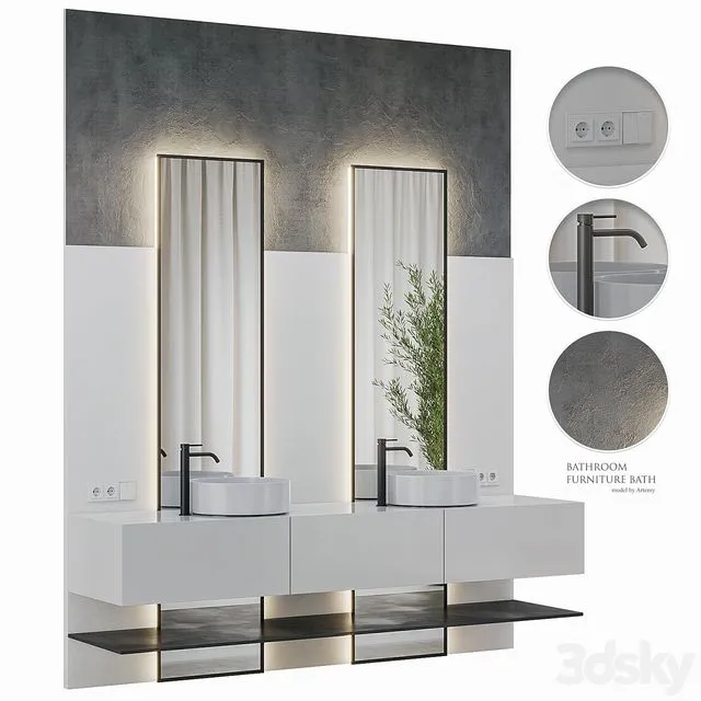 Bathroom furniture Bath Set 46 3D Model Bathroom furniture Bath Set 46 3D Model