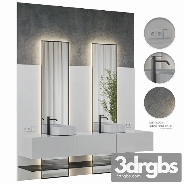 Bathroom Furniture Bath Set 46 3D Model Download