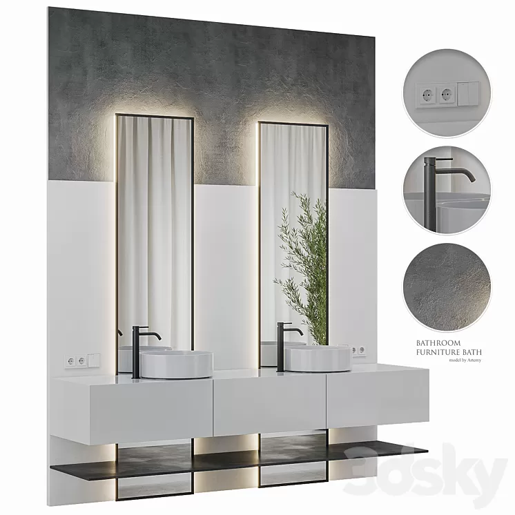 Bathroom furniture Bath Set 46 3D Model Free Download