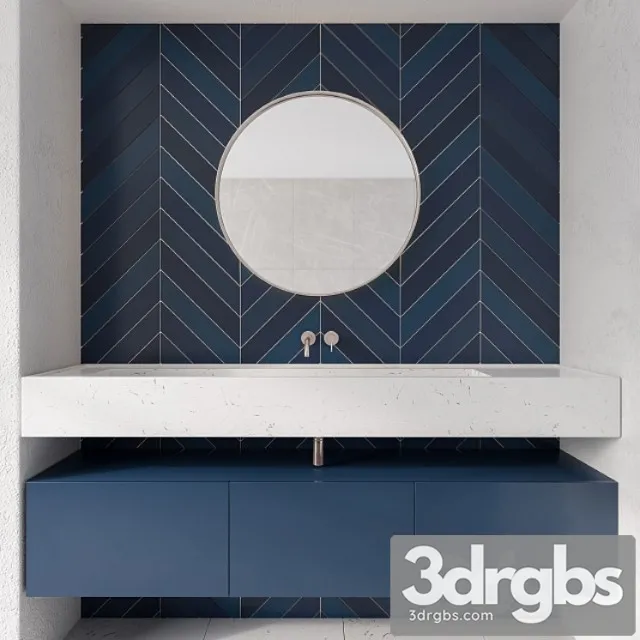 Bathroom Furniture Blue Tile 3D Model Download