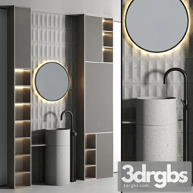 Bathroom furniture set 0201 3D Model Download