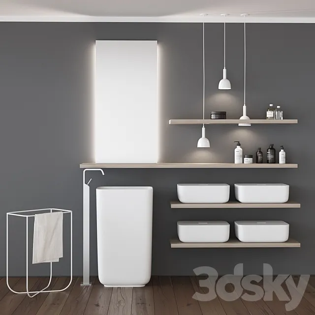 Bathroom furniture set 3 Scavolini QI 3DModel Bathroom furniture set 3 Scavolini QI 3DModel