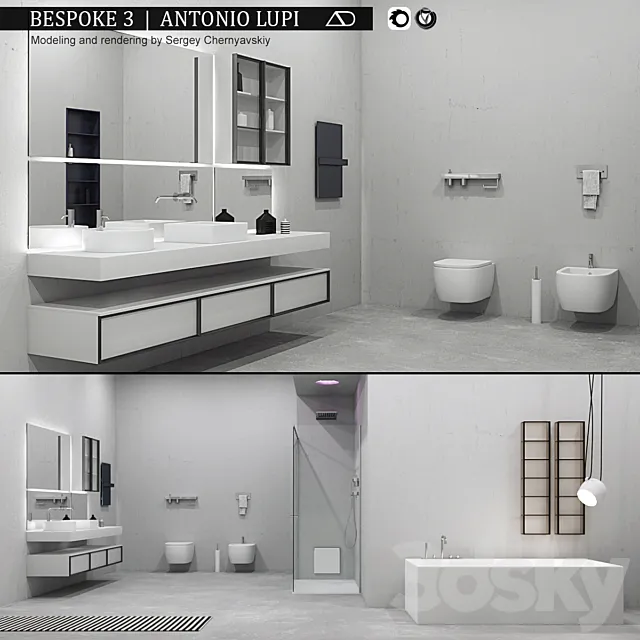 Bathroom furniture set Bespoke 3 3D Model Bathroom furniture set Bespoke 3 3D Model