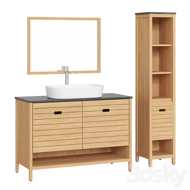 Bathroom furniture set by La Redoute Saturne Acacia # 01 3D Model Bathroom furniture set by La Redoute Saturne Acacia # 01 3D Model