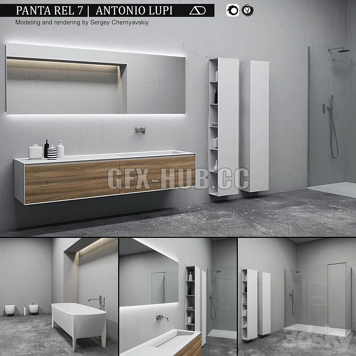 Bathroom furniture set Panta Rel 7 3D Model Bathroom furniture set Panta Rel 7 3D Model