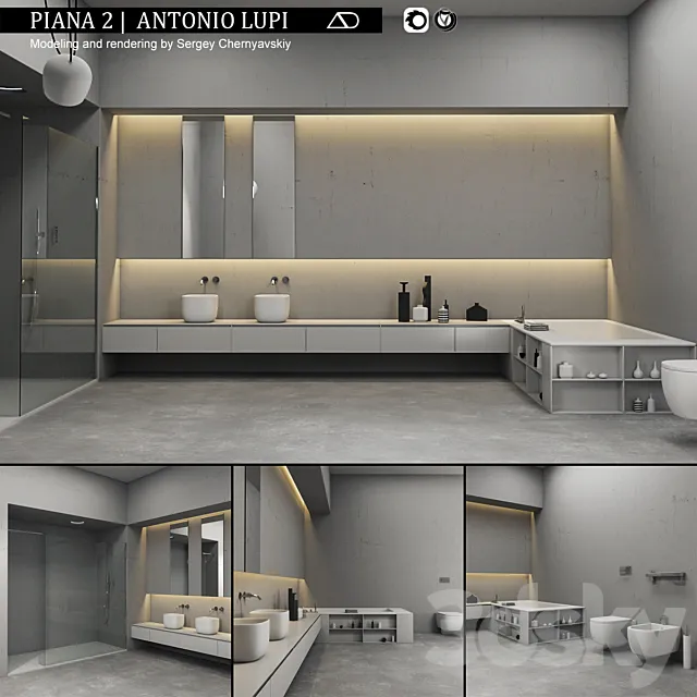 Bathroom furniture set Piana 2 3DModel Bathroom furniture set Piana 2 3DModel