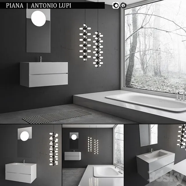 Bathroom furniture set Piana 3D Model