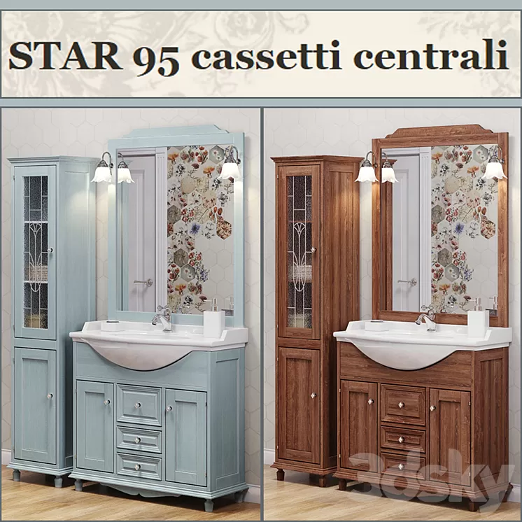 Bathroom furniture STAR 95 cassetti centrali 3D Model Bathroom furniture STAR 95 cassetti centrali 3D Model