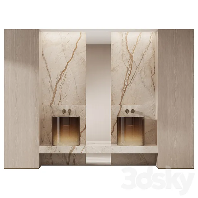 Bathroom furniture with luminous sinks 3D Model