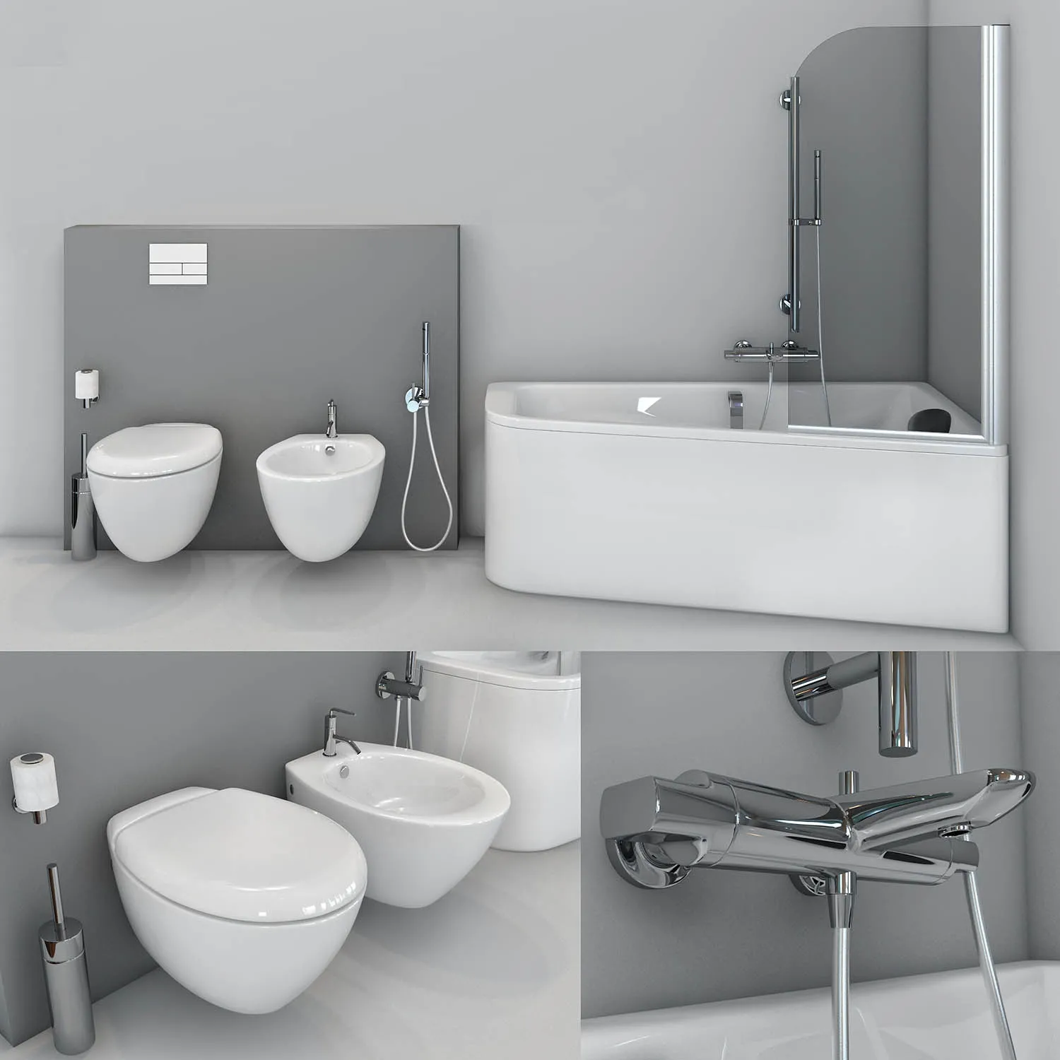 bathroom – Jacob Delafon. Bath Odeon Up toilet and bidet Presquile 3D Model