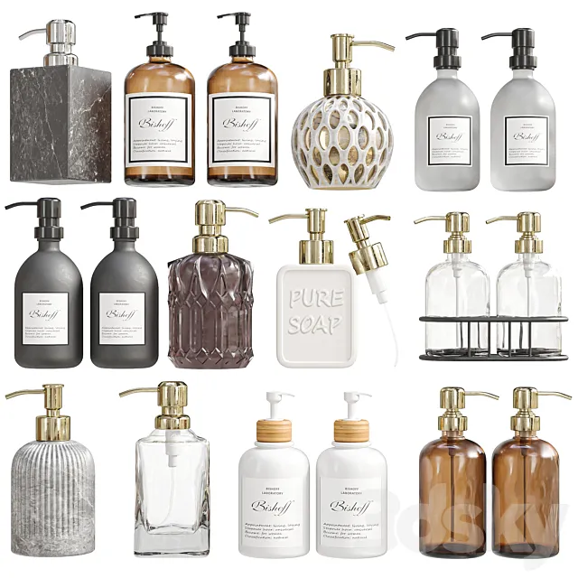 Bathroom jar set 3D Model Bathroom jar set 3D Model