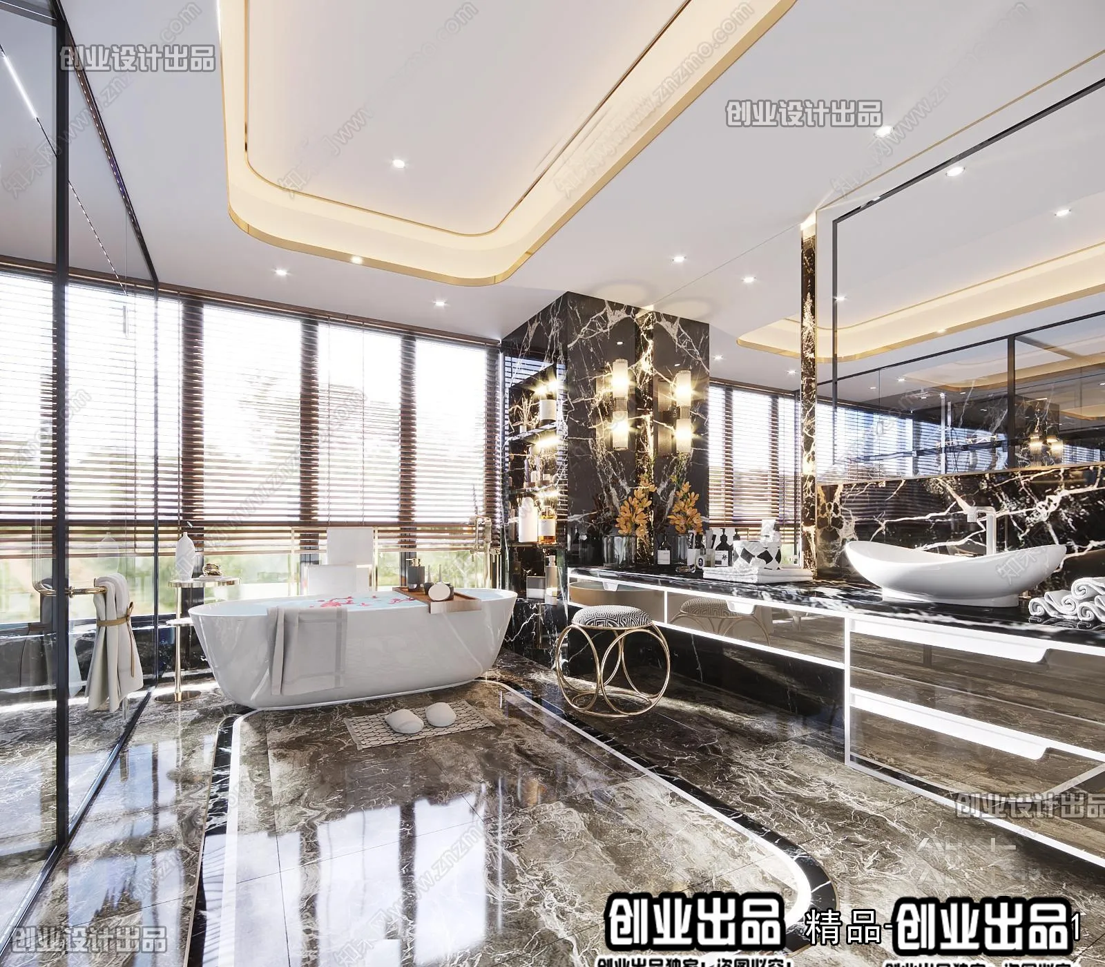 Bathroom – Modern Style Interior 3D Scenes – 002 Bathroom – Modern Style Interior 3D Scenes – 002