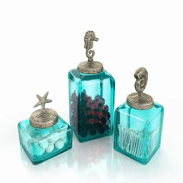 Bathroom Ocean Canisters Set 3D Model Bathroom Ocean Canisters Set 3D Model
